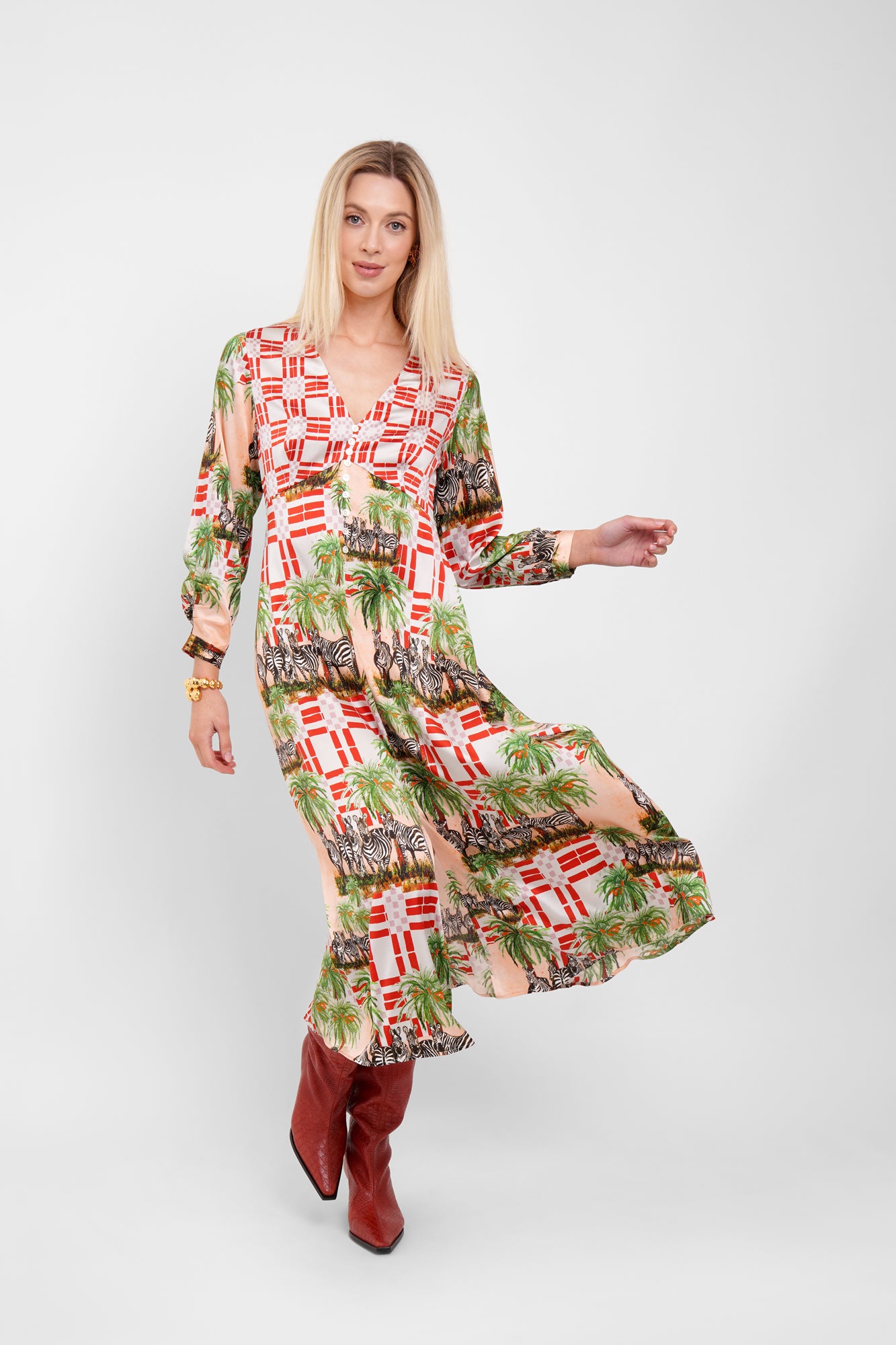 vintage midi tea dress Sale Reclaimed Vintage midi tea dress in brown spot print ShopStyle