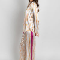 ecru golden starts print silk long sleeve pyjama top