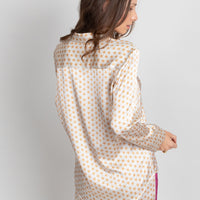 ecru golden starts print silk long sleeve pyjama top