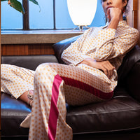 ecru golden starts print silk pyjama bottoms