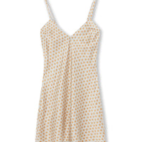 ecru golden starts print silk short slip dress