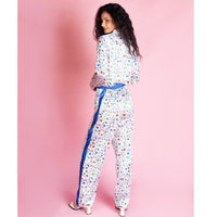 Jessica Russell Flint Printed Silk pj top in white colour