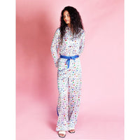 Jessica Russell Flint Printed Silk pj top in white colour