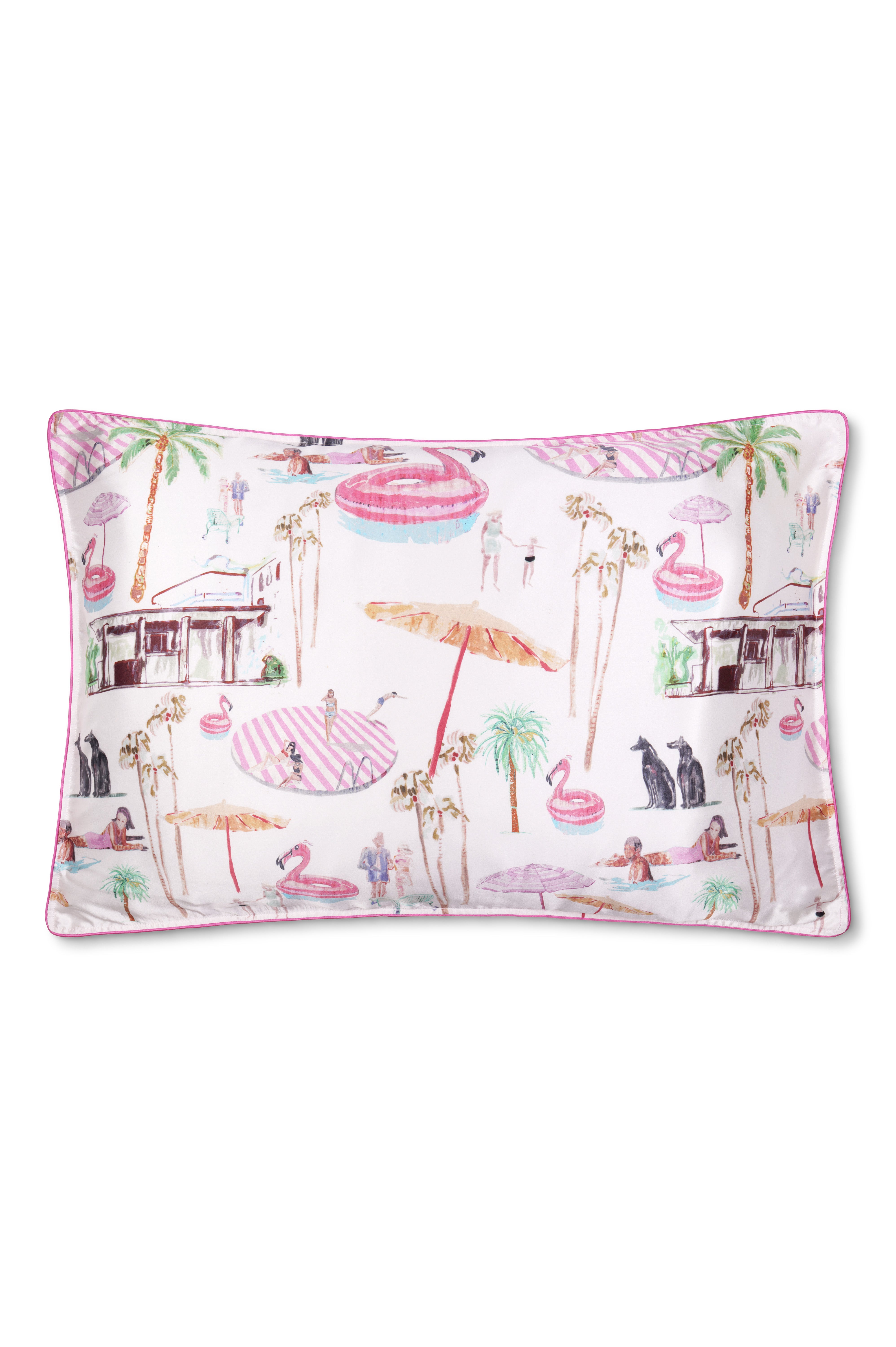 Silk Pillowcase "Pink Flamingo Club"