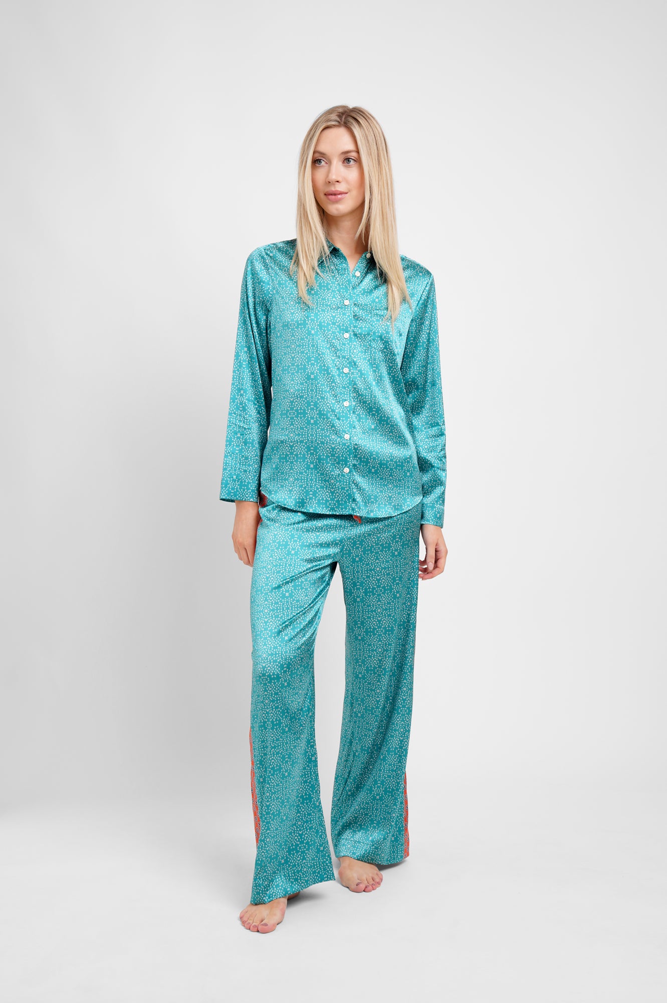 Long Sleeve PJ Top "Teal Stars"