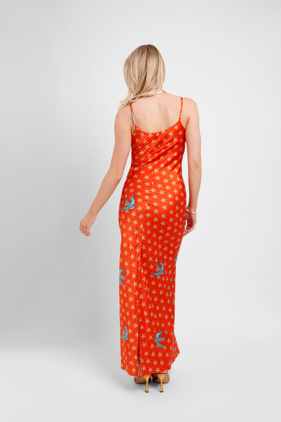 Maxi Slip Dress / "The Red Stars"