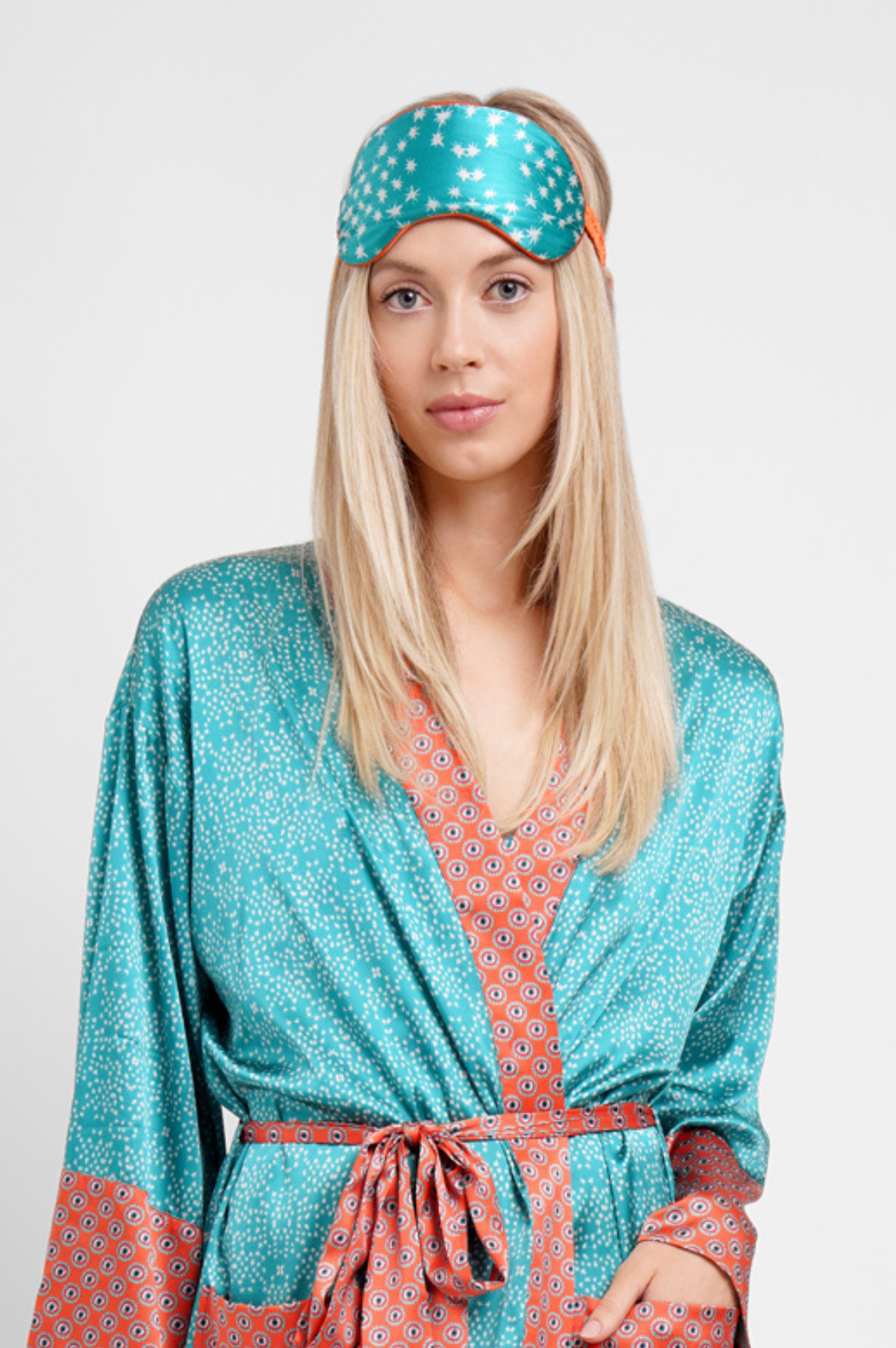Silk Eye Mask "Teal Stars"