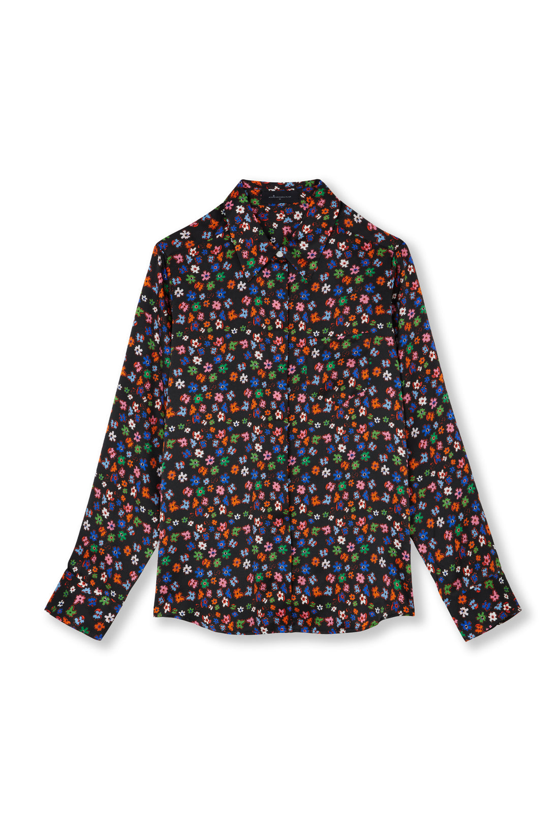 Jessica Russell Flint printed silk dark classic shirt with mixed small floral design