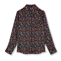 Jessica Russell Flint printed silk dark classic shirt with mixed small floral design