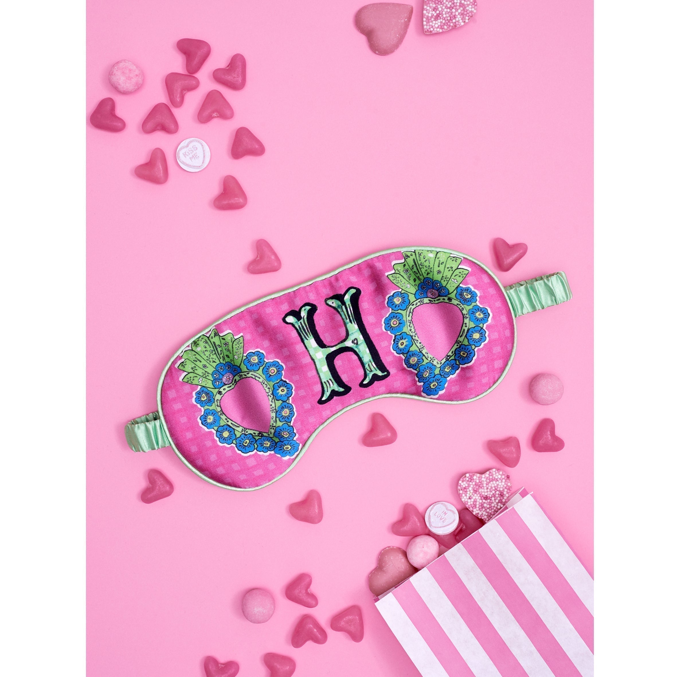 Silk Eye Mask "H Hearts"