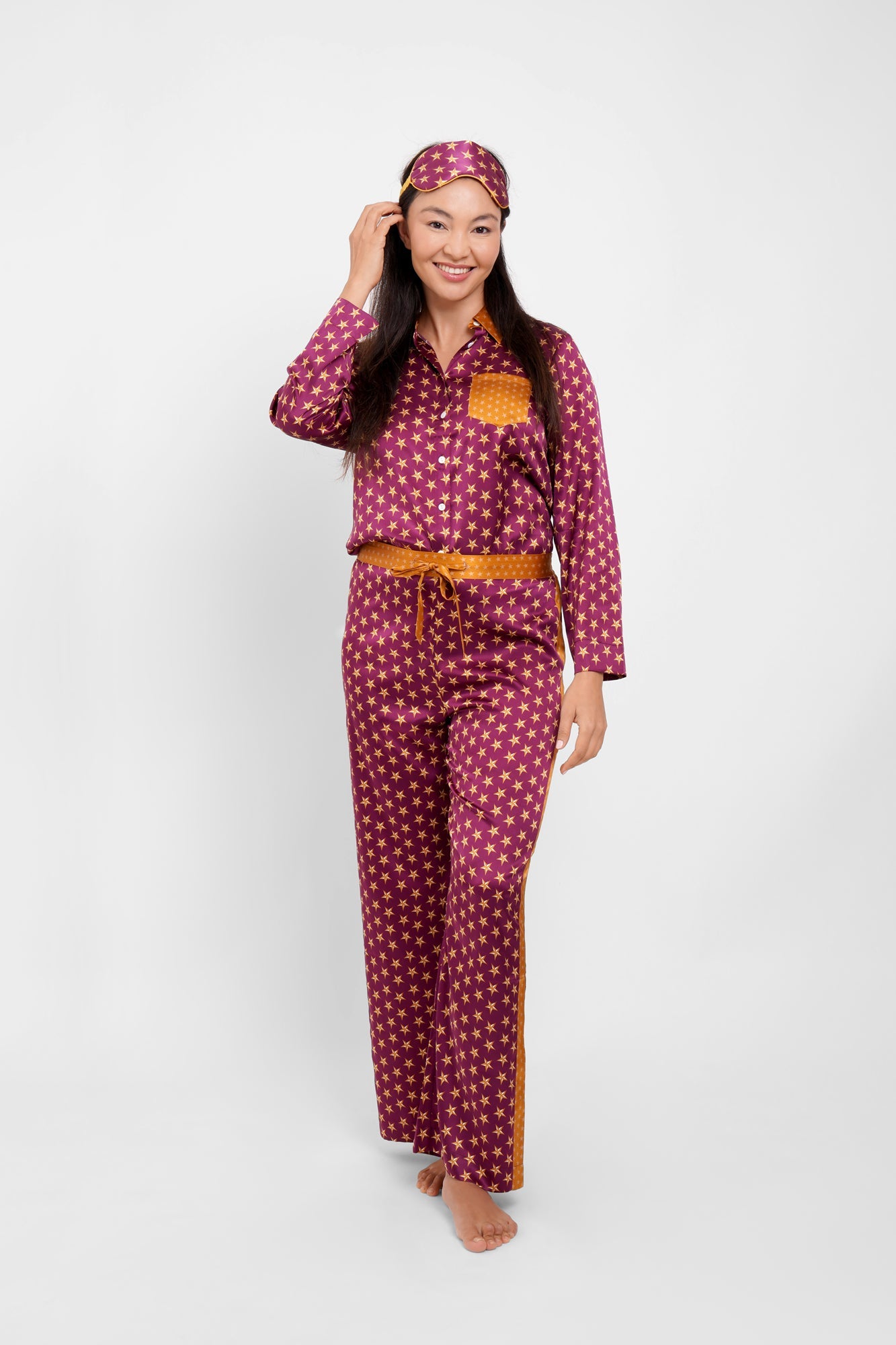 Pyjama Eye Mask Set "Burgundy Stars"