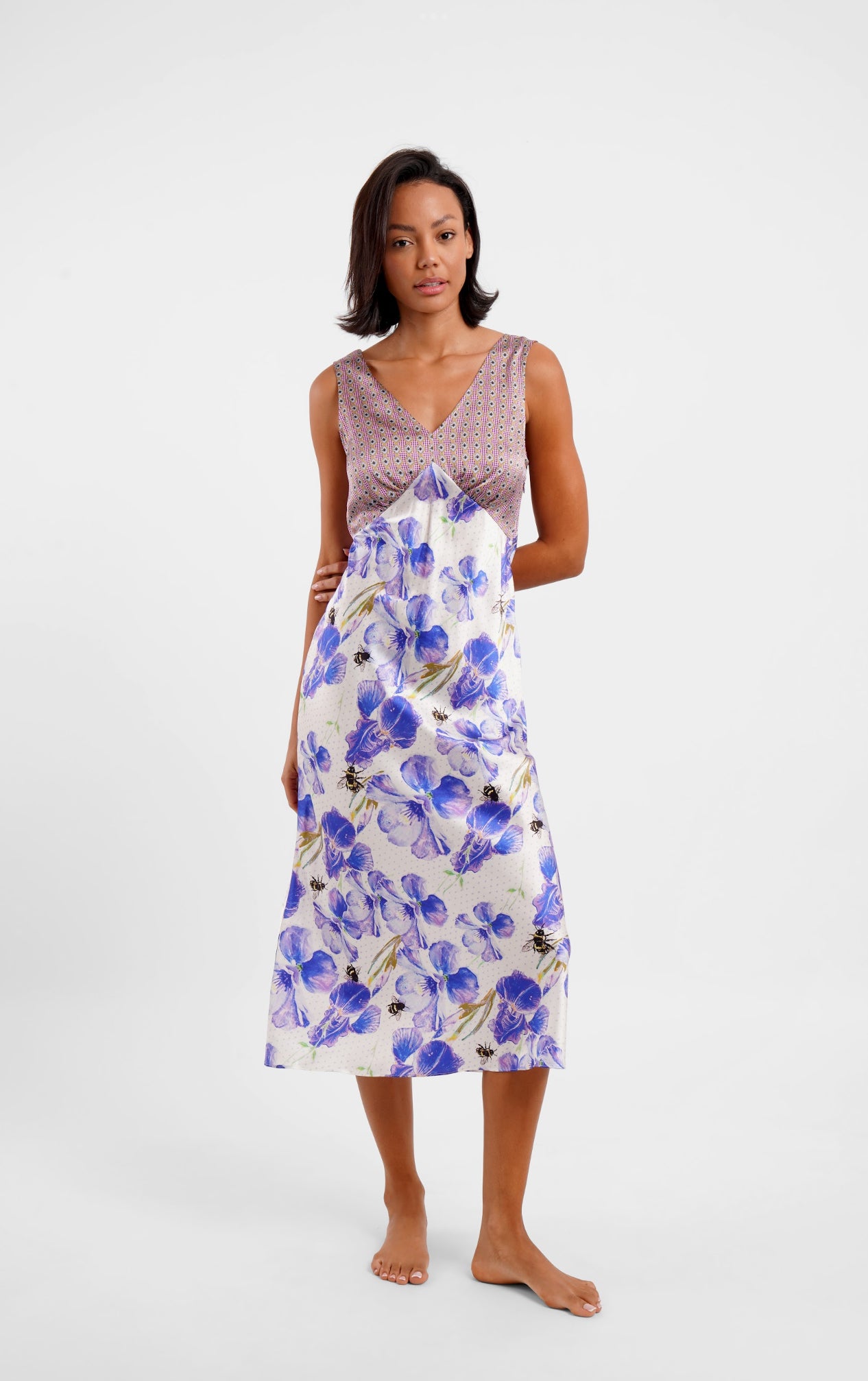 Sleeveless Midi Dress "Bees Garden"