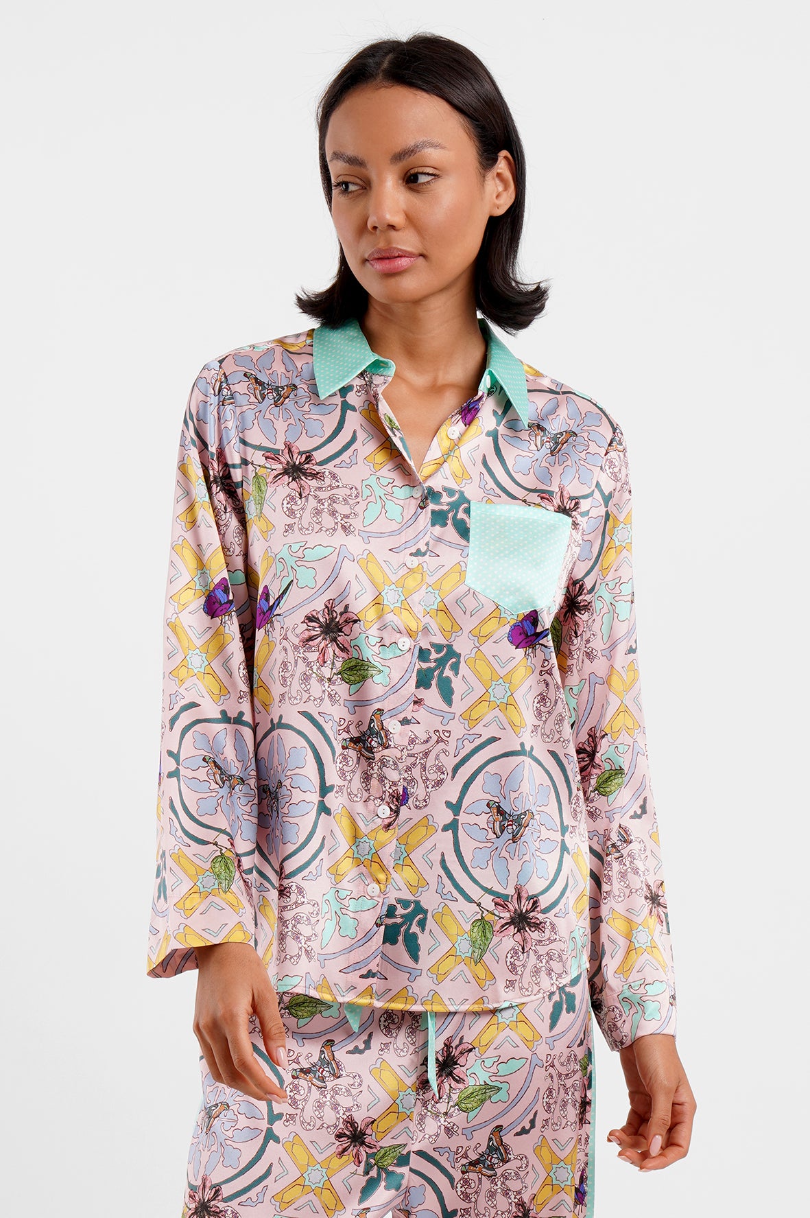 Long Sleeve PJ Top "Montana Tile"
