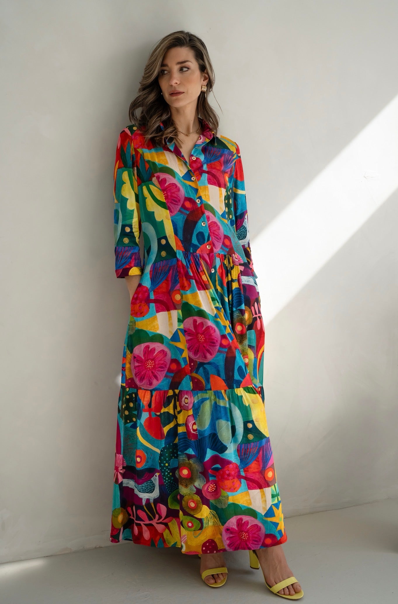 Maxi Shirt Dress "Bright Bird"