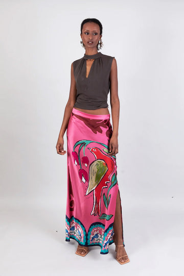 Sample: Bias Cut Maxi Skirt SOUL BIRDS - Size Small-JRF
