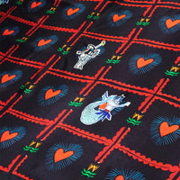 hand painted hearts and creatures print silk pareo scarf