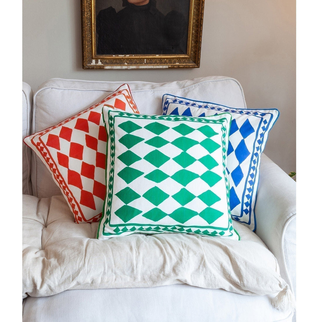 Jessica Russell Flint printed linen cushion cover 