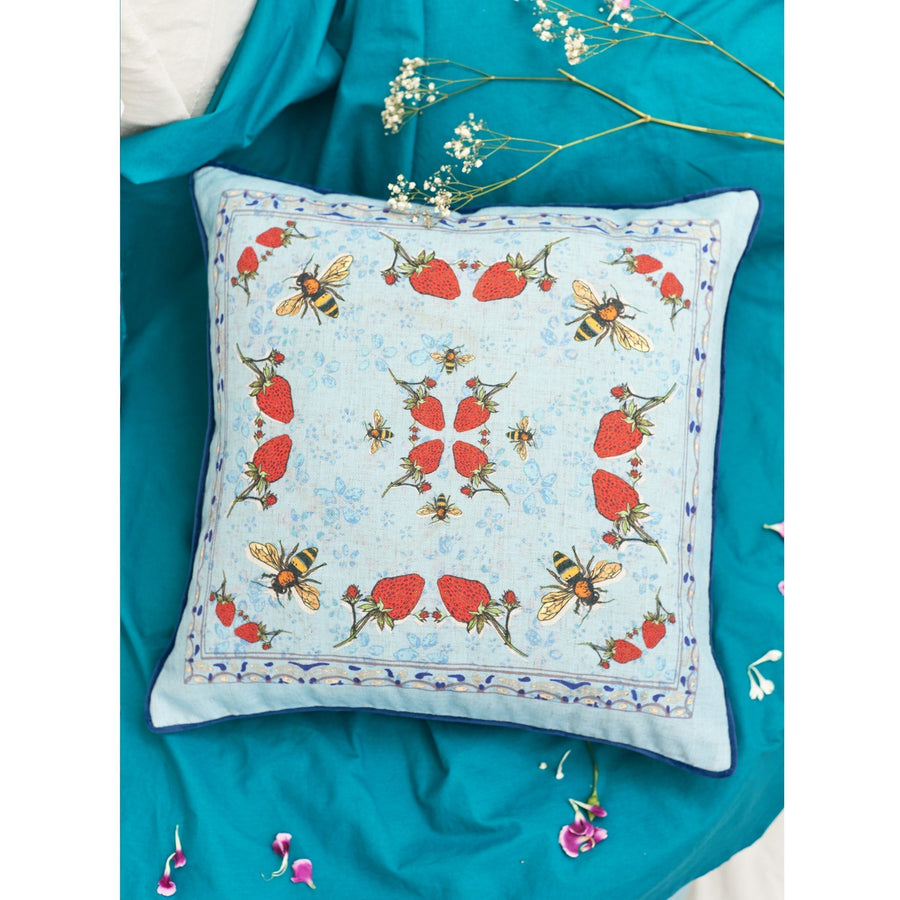 Jessica Russell Flint embroidered velvet cushion cover 