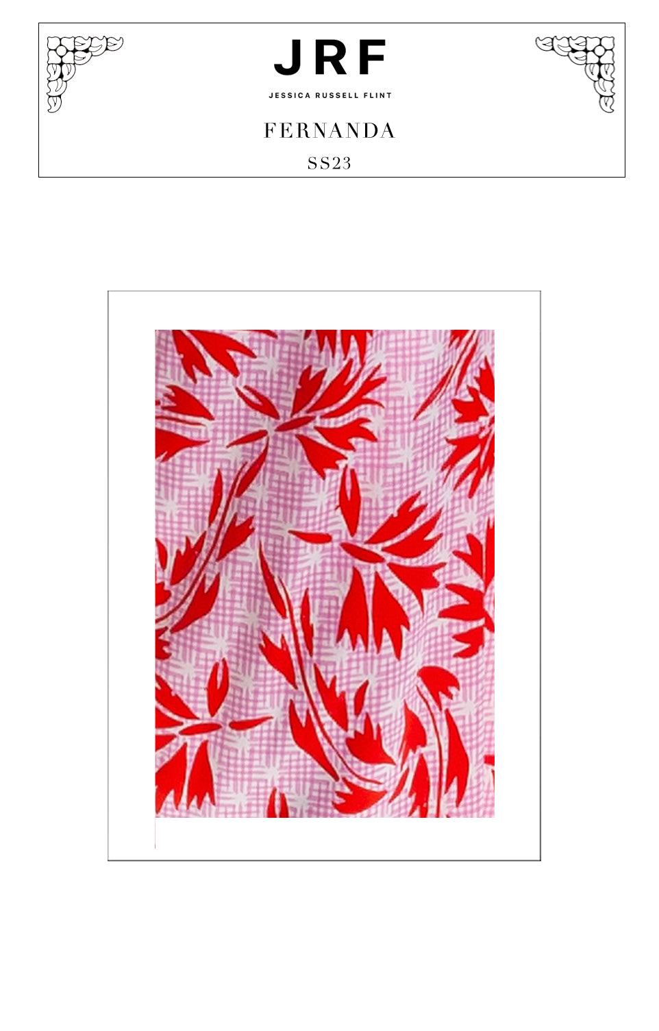 Jessica Russell Flint printed silk pink blazer shirt with red botanicals