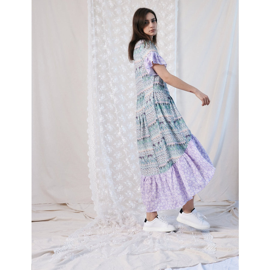 Midi Frill Dress / "Wilde Border"-JRF