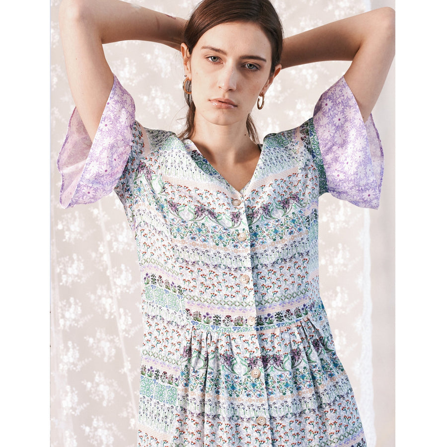 Midi Frill Dress / "Wilde Border"-JRF