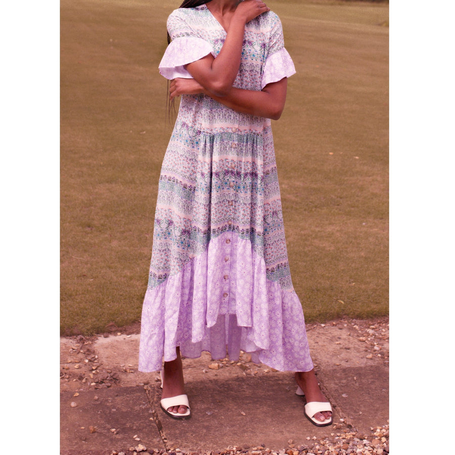 Midi Frill Dress / "Wilde Border"-JRF
