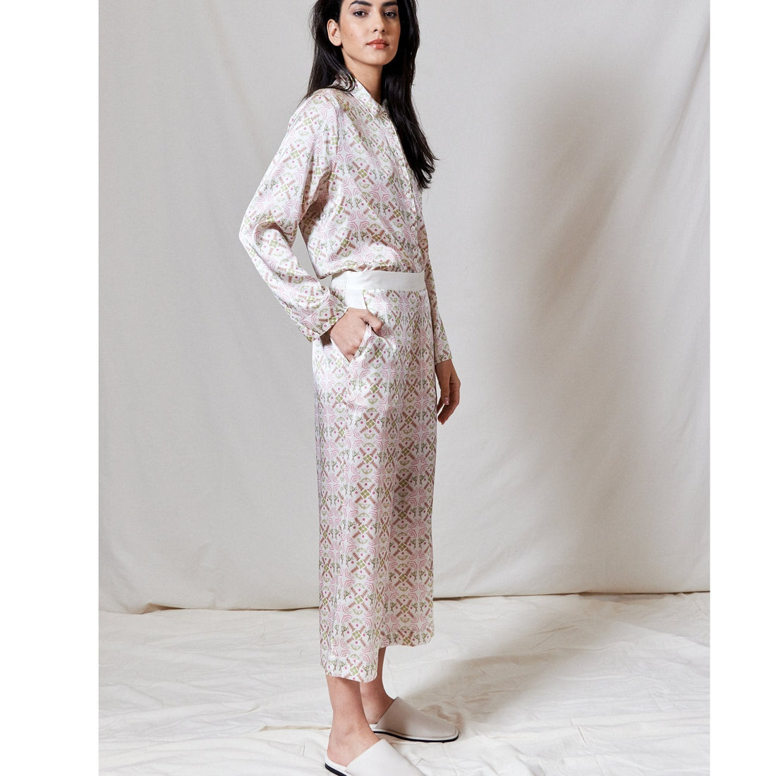 Cropped PJ Trousers / ''Eastern Tile"-JRF